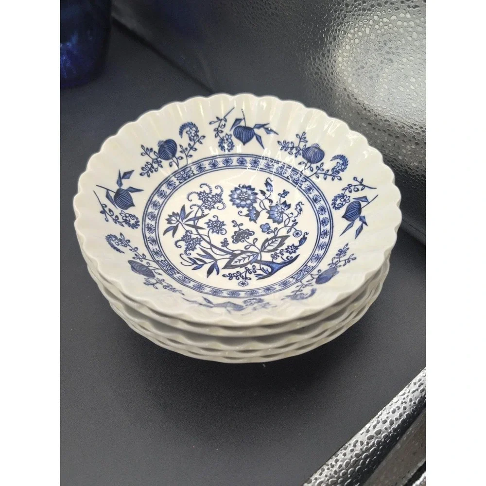 vtg. J & G Meakin Classic Bowls Blue Nordic England Set of 5 English Ironstone